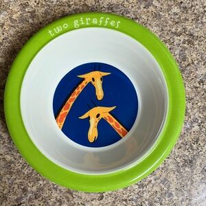 Two Giraffes Green and Blue Dinnerware Bowl